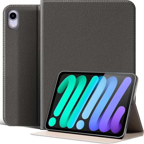 حافظة لجهاز iPad mini 7 (A17 Pro) 2024، iPad mini الجيل السادس 2021، غطاء ذكي واقٍ من الجلد مقاوم للصدمات وحامل قابل للتعديل - تنبيه/غفو تلقائي وزوايا رؤية متعددة، رمادي بني in Kuwait