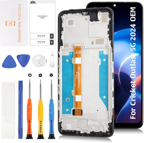 استبدال الشاشة لـ Cricket Outlast 5G 2024 SN509C 6.75 بوصة IPS TFT LCD مجموعة رقمية تعمل باللمس مع إطار AT&T Motivate Pro 5G SN509A شاشة استبدال إصلاح سوداء in Kuwait