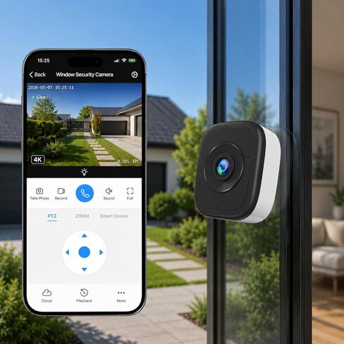 4K Window Security Camera, WiFi 6 Dual Band 2.4G/5G Indoor Outdoor Camera, No Drilling Magnetic Mount, UHD Night Vision, 2-Way Audio, Motion Detection, TF Card Storage in Kuwait
