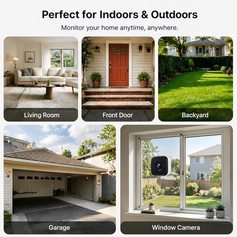 4K Window Security Camera, WiFi 6 Dual Band 2.4G/5G Indoor Outdoor Camera, No Drilling Magnetic Mount, UHD Night Vision, 2-Way Audio, Motion Detection, TF Card Storage in Kuwait