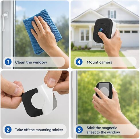 4K Window Security Camera, WiFi 6 Dual Band 2.4G/5G Indoor Outdoor Camera, No Drilling Magnetic Mount, UHD Night Vision, 2-Way Audio, Motion Detection, TF Card Storage in Kuwait