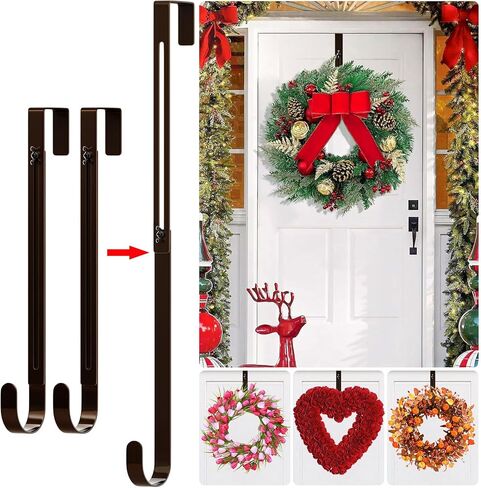 Wreath Door Hanger,12" Wreath Hangers for Front Door Décor,Easter Decorations,Ultra-thin Over the Door Hooks Organizer for Home,10lbs Metal Door Hanger,Welcome Sign for Front Door Christmas Halloween in Saudi Arabia