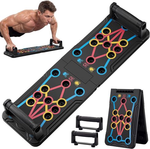 Push Up Board 9-in-1 ، معدات تمرين متعددة الوظائف لصالة الألعاب الرياضية المنزلية-تدريب القوة والصدر ، الذراع ، تمارين أساسية للرجال والنساء ، حرق الدهون والبناء العضلات in Kuwait