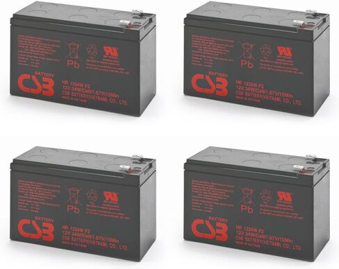 Quantity 4 CSB HR1234WF2 12 Volt/9 Amp Hour (34 Watts) Sealed Lead Acid Battery w/0.250" Fast-on Terminals in Kuwait