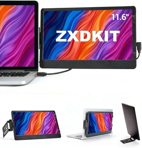 11.6" HD Laptop Screen Extender, 360° Rotation Portable Laptop Monitor Extender with Adjustable Stand, Ultra-Slim Lightweight Plug & Play IPS Display, Compatible with Windows/Mac/Chrome OS in Kuwait