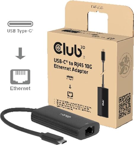 محول Club 3D CAC-2531 USB‑C® إلى RJ45 10G Ethernet M/F in Kuwait