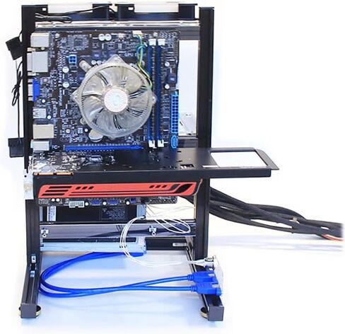 DIY PC Test Bench Computer Case Aluminum Open Chassis ATX Vertical Bracket Multi Bay 7 Hard Drive Rack Air-Cooled Frame NAS Heat Dissipation Support ATX Power Supply in Kuwait