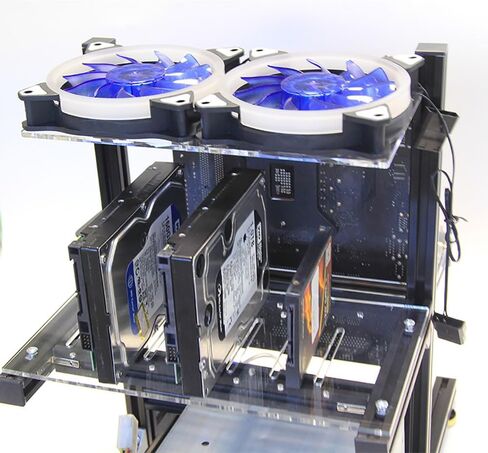 DIY PC Test Bench Computer Case Aluminum Open Chassis ATX Vertical Bracket Multi Bay 7 Hard Drive Rack Air-Cooled Frame NAS Heat Dissipation Support ATX Power Supply in Kuwait