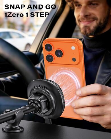 1Zero for Magsafe Car Mount Charger, 15W Fast Charging – Stronger Magnetic & Suction Cup Mount for Windshield & Dashboard, Wireless Car Charger Compatible with iPhone 17/16/15/14/13/12 Pro Max in Kuwait