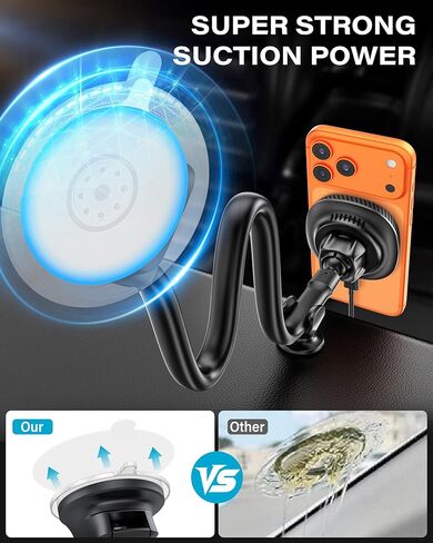 1Zero for Magsafe Car Mount Charger, 15W Fast Charging – Stronger Magnetic & Suction Cup Mount for Windshield & Dashboard, Wireless Car Charger Compatible with iPhone 17/16/15/14/13/12 Pro Max in Kuwait