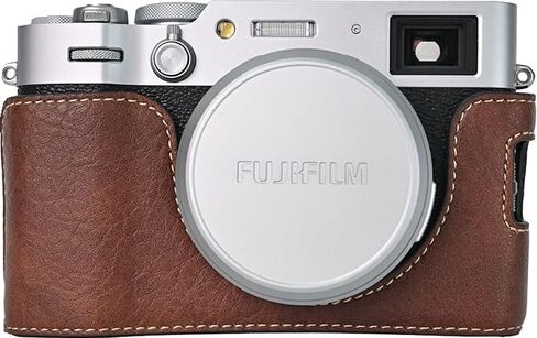 X100VI Case, BMAOLLONGB Handmade PU Lichee Leather Half Camera Case Bag Cover Bottom Opening Version for Fujifilm X100VI with Hand Strap (Pink) in Saudi Arabia