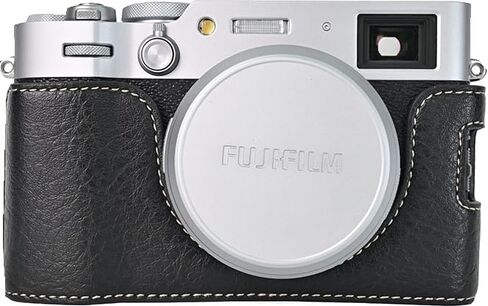 X100VI Case, BMAOLLONGB Handmade PU Lichee Leather Half Camera Case Bag Cover Bottom Opening Version for Fujifilm X100VI with Hand Strap (Pink) in Saudi Arabia