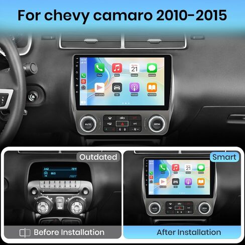 Car Radio for Chevrolet Chevy Camaro 2010-2015, 9" Touch Screen Android 13 Stereo Support WiFi Bluetooth GPS BT DSP SWC Wireless CarPlay Android Auto Reverse with HD Camera 2GB+64GB in Kuwait