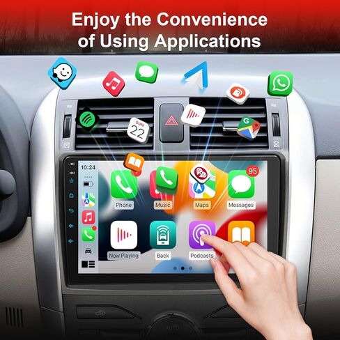 Car Radio for Toyota Corolla 2009 2010 2011 2012 2013 Support Wireless Carpaly and Android Auto, 9 Inch IPS Touch Screen with Bluetooth/SWC/DSP/AM/FM in Kuwait