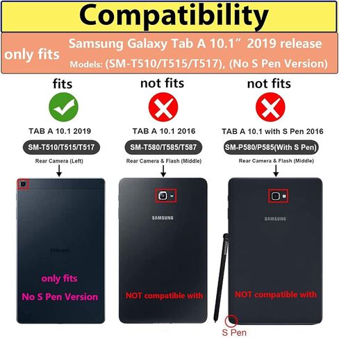 for Samsung Galaxy Tab A 10.1 inch Tablet 2019 Release (Model SM-T510/T515/T517) Slim Lightweight Trifold Stand Folio Cover Multi-Angle Viewing PU Leather Hard Shockproof Shell, Gold Marble in Kuwait