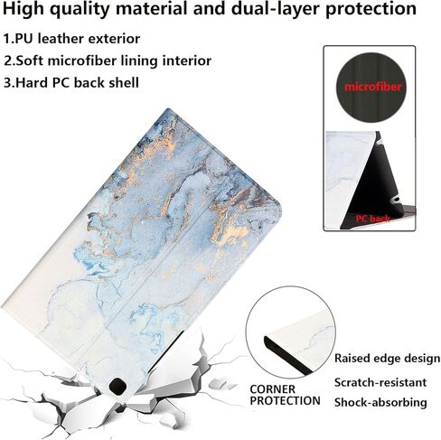 for Samsung Galaxy Tab A 10.1 inch Tablet 2019 Release (Model SM-T510/T515/T517) Slim Lightweight Trifold Stand Folio Cover Multi-Angle Viewing PU Leather Hard Shockproof Shell, Gold Marble in Kuwait