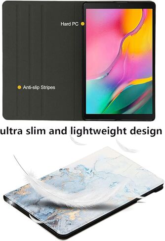 for Samsung Galaxy Tab A 10.1 inch Tablet 2019 Release (Model SM-T510/T515/T517) Slim Lightweight Trifold Stand Folio Cover Multi-Angle Viewing PU Leather Hard Shockproof Shell, Gold Marble in Kuwait