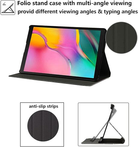 for Samsung Galaxy Tab A 10.1 inch Tablet 2019 Release (Model SM-T510/T515/T517) Slim Lightweight Trifold Stand Folio Cover Multi-Angle Viewing PU Leather Hard Shockproof Shell, Gold Marble in Kuwait