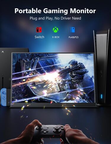 شاشة MAGICRAVEN المحمولة، شاشة عرض ثانية 17.3 بوصة بدقة 4K لأجهزة الكمبيوتر المحمول ووحدة التحكم، وموسع شاشة الكمبيوتر المحمول USB-C وHDMI مع مكبرات صوت مدمجة، تعمل مع PS5 وXbox وSwitch، مثالية للسفر والمنزل والمكتب in Kuwait