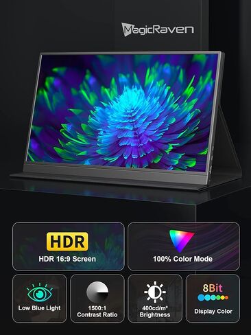 شاشة MAGICRAVEN المحمولة، شاشة عرض ثانية 17.3 بوصة بدقة 4K لأجهزة الكمبيوتر المحمول ووحدة التحكم، وموسع شاشة الكمبيوتر المحمول USB-C وHDMI مع مكبرات صوت مدمجة، تعمل مع PS5 وXbox وSwitch، مثالية للسفر والمنزل والمكتب in Kuwait