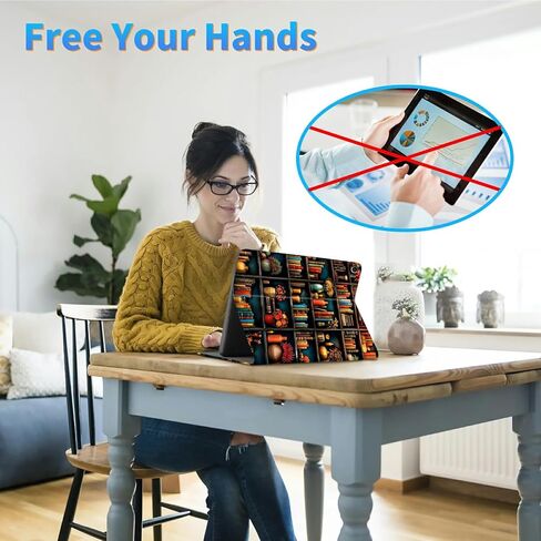 لجهاز Amazon Kindle Fire 7 (الجيل التاسع/السابع/الخامس، إصدار 2019/2017/2015) حافظة كمبيوتر لوحي مقاس 7 بوصات، غطاء ذكي من الجلد بمسند رفيع مع خاصية التنبيه/السكون التلقائي، مكتبة in Kuwait