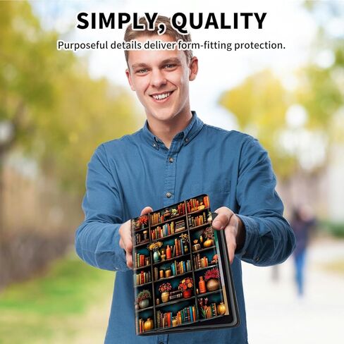 لجهاز Amazon Kindle Fire 7 (الجيل التاسع/السابع/الخامس، إصدار 2019/2017/2015) حافظة كمبيوتر لوحي مقاس 7 بوصات، غطاء ذكي من الجلد بمسند رفيع مع خاصية التنبيه/السكون التلقائي، مكتبة in Kuwait