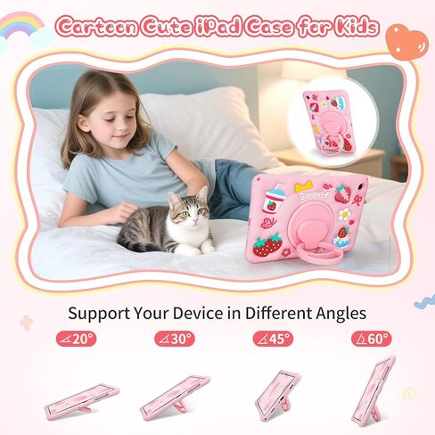 for Samsung Galaxy Tab A9 Plus Case Kids Girls Galaxy Tab Case with 360 Degree Kickstand Shoulder Strap for Samsung A9 Plus Tablet Silcone Cover 11 inch 2023 with Pink Strawberry Pattern in Kuwait