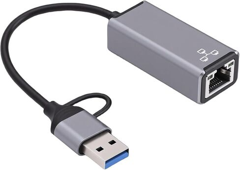 USB C USB A إلى RJ45 محول إيثرنت 100Mbps اتصال مزدوج المنفذ مراقبة في الوقت الحقيقي لسفر الأعمال خفيف الوزن in Kuwait