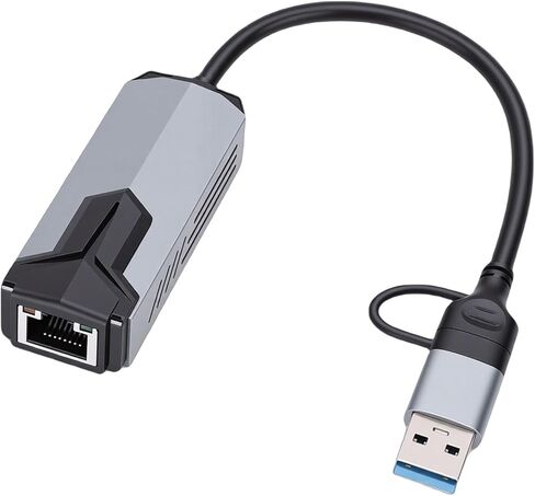 Zopsc USB C to Ethernet Adapter 5Gbps, 2 in 1 Typ C and USB A to RJ45 Aluminum 5 Gigabit LAN Network Converter, Plug and Play for Laptop Tablet PC in Kuwait