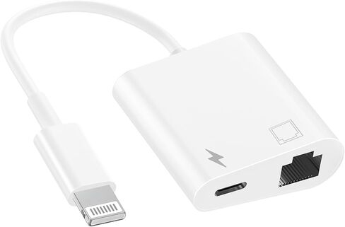 [معتمد من Apple MFi] 2 في 1 محول شبكة Lightning إلى RJ45 Ethernet LAN مع منفذ شحن متوافق مع موديلات iPhone/iPad/iPod، شبكة إيثرنت التوصيل والتشغيل تدعم 100 ميجابت في الثانية in Kuwait
