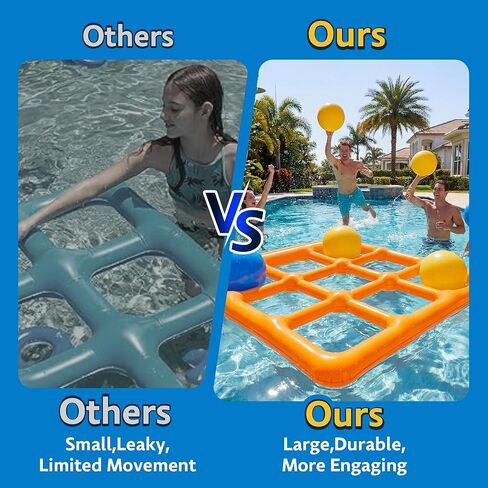 Inflatable Pool Tic Tac Toe Toys Set with 10 Balls – Fun Pool Games for Kids, Teens & Adults – Pool Party Games (Light Yellow) in Saudi Arabia