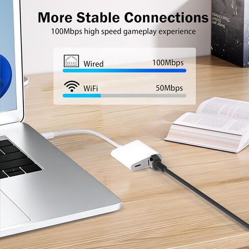 [معتمد من Apple MFi] 2 في 1 محول شبكة Lightning إلى RJ45 Ethernet LAN مع منفذ شحن متوافق مع موديلات iPhone/iPad/iPod، شبكة إيثرنت التوصيل والتشغيل تدعم 100 ميجابت في الثانية in Kuwait