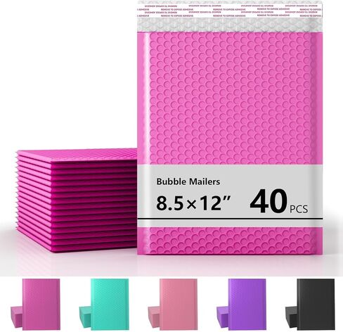8.5 x 12 Inch Bubble Mailers 40 Pack, Waterproof Self Seal Adhesive Shipping Bags, Cushioning Padded Envelopes for Shipping, Mailing - Hot Pink in Saudi Arabia
