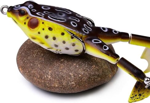 Topwater Floating Frog Fishing Lure, Double Rotating Propeller Legs Soft Hollow Body Weedless Swimbait Freshwater Bass Snakehead Bait 9cm 13.5g in Kuwait