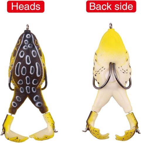 Topwater Floating Frog Fishing Lure, Double Rotating Propeller Legs Soft Hollow Body Weedless Swimbait Freshwater Bass Snakehead Bait 9cm 13.5g in Kuwait