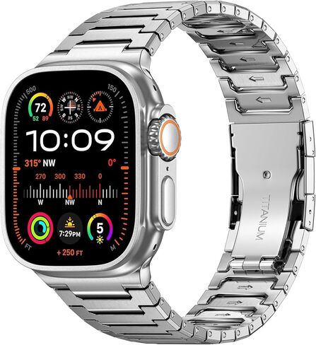 Titanium Watch Band for Men Compatible with Apple Watch Ultra 3/2/1 49mm,iWatch Series 11/10 46mm,9/8/7 45mm,6/5/4/SE3/2/1 44mm,3/2/1 42mm,Adjustable & Scratch Resistant Titanium Apple Watch Band in Kuwait