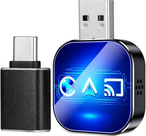 Ciieeo 3-in-1 Wireless Car Adapter with USB a to C Connector Screen Mirroring Adapter for Auto and Wireless Phone Connection for Navigation and Media Streaming Compact Auto Tech Gadget in Kuwait