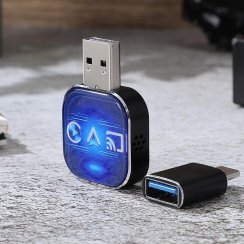 Ciieeo 3-in-1 Wireless Car Adapter with USB a to C Connector Screen Mirroring Adapter for Auto and Wireless Phone Connection for Navigation and Media Streaming Compact Auto Tech Gadget in Kuwait
