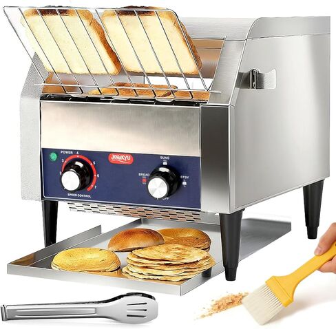 JOHAKYU Commercial Conveyor Toaster - 300 Slices/Hour, Heavy Duty Stainless Steel for Buns Bagels Bread Restaurant Use/Includes Cleaning Accessories in Saudi Arabia