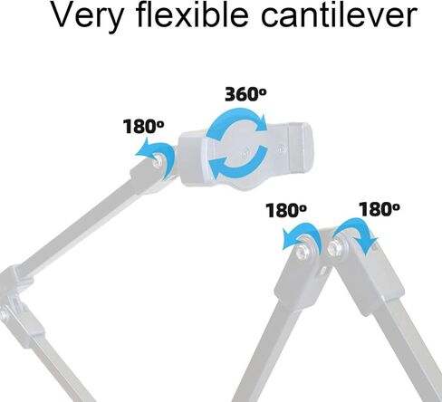 PUSOKEI Rotatable Tablet Holder Stand, Adjustable Phone Clamp Mount for 4.7in to 13in Devices, Multi Angle Phone Clamp Mount for Live Streaming Video Calls in Kuwait
