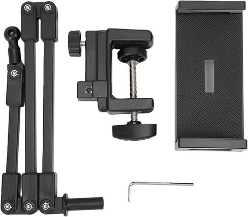 PUSOKEI Rotatable Tablet Holder Stand, Adjustable Phone Clamp Mount for 4.7in to 13in Devices, Multi Angle Phone Clamp Mount for Live Streaming Video Calls in Kuwait