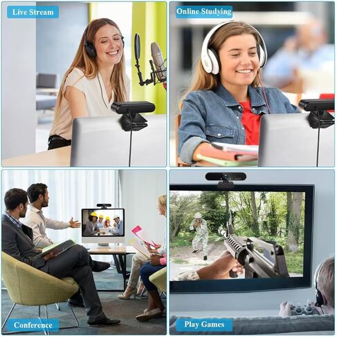 High-Definition USB Camera, 1080p/2k/4k, Driver-Free with Built-in Microphone for Online Teaching, Live Streaming, and Remote Meetings 1080p in Kuwait