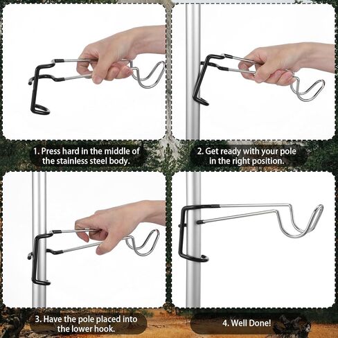 6 Pack Camping Lantern Hook Hangers 10" Outdoor Lamp Hanger Stand Heavy Duty Stainless Steel Non-Slip Tent Light Pole Holder Portable Water Bottle Bracket for Camping Hunting Fishing Hiking in Kuwait