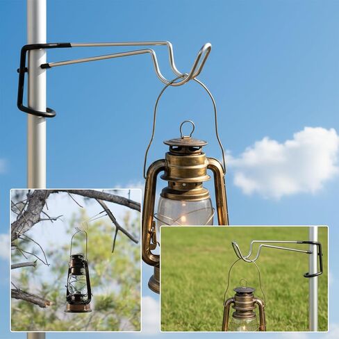 6 Pack Camping Lantern Hook Hangers 10" Outdoor Lamp Hanger Stand Heavy Duty Stainless Steel Non-Slip Tent Light Pole Holder Portable Water Bottle Bracket for Camping Hunting Fishing Hiking in Kuwait