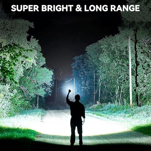 2 Pack 99000 Lumens Rechargeable Flashlight, Super Bright with COB Light LED Flashlight, 7 Modes Adjustable Focus, IPX7 Waterproof, High Powered Flashlight for Camping, Home in Kuwait