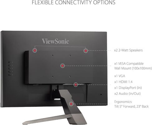 شاشة الألعاب ViewSonic VX2267-MHD مقاس 22 بوصة بدقة 1080 بكسل مع 100 هرتز و1 مللي ثانية وFreeSync وHDMI وVGA وDP (متجددة) in Kuwait