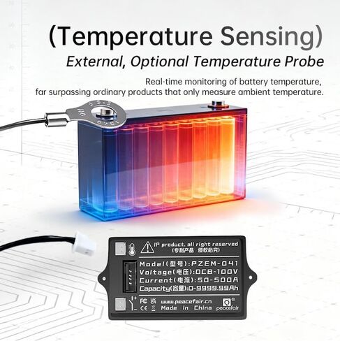 RQG New 500A Battery Monitor with Shunt,8-100V 2 Inch Color Screen Shunt Monitor,High Precision TFT Color Screen Coulometer for Car RV Golf Cart Solar Panel in Kuwait