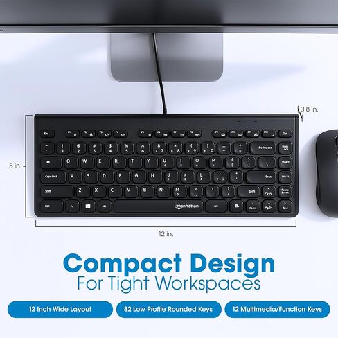 Manhattan Slim USB Mini Keyboard 1.5 m Cable Black in Kuwait