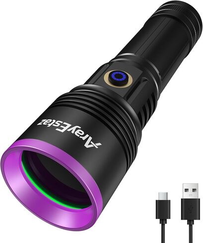 20W 365nm UV Flashlight, Black Light Flashlight with Filter Lens, High Power USB-C Rechargeable LED UV Light for Pet Urine Detection, Scorpion, Rockhounding, Resin Curing, AC Leak in Kuwait
