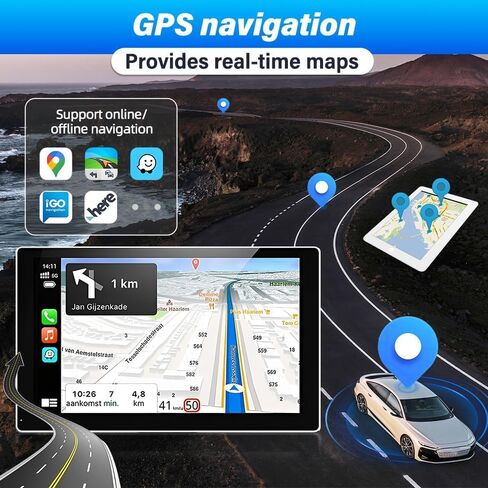 Car Radio for Dodge Charger 2008-2010 with Wireless Carplay Android Auto Double Din Head Unit, 10" Touchscreen Car Stereo w/GPS Bluetooth WiFi Navi Mirror Link FM RDS SWC Camera Mic, 2+32G in Kuwait